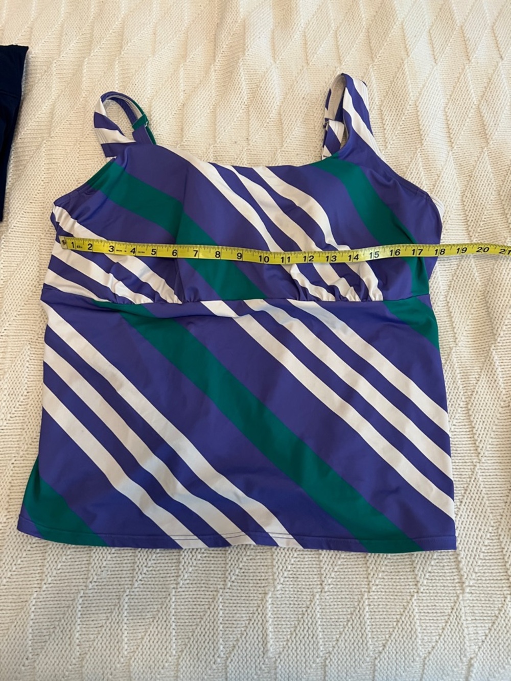 Lands End plus size 20W Striped Tankini Top in Purple, White & Green